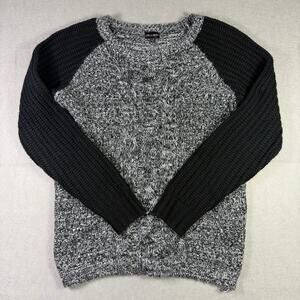 Love & Liberty Black & White Knit Sweater Size XL Cable Knit Sleeves